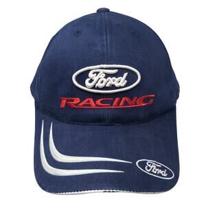 Ford Racing Nascar Strapback Baseball Cap Blue One Size Checkered Flag Sports